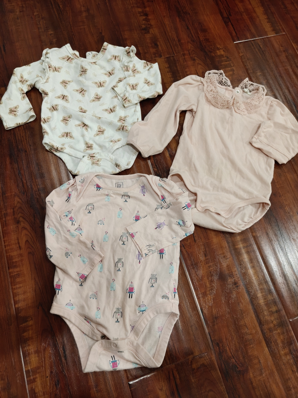 Baby Girls Long-Sleeve One-Piece Bodysuits Bundle 12-18months